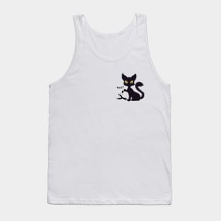 The Cat Shoots From The Slingshot Cat What? Funny Black Cat Tank Top